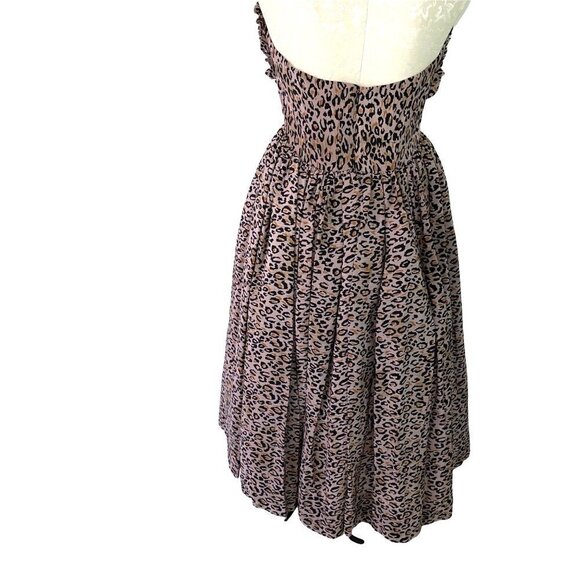 Scarlet Poppy Arte Silk Dress Womens Size Medium M Animal Print Midi Zip Blush - Picture 2 of 12